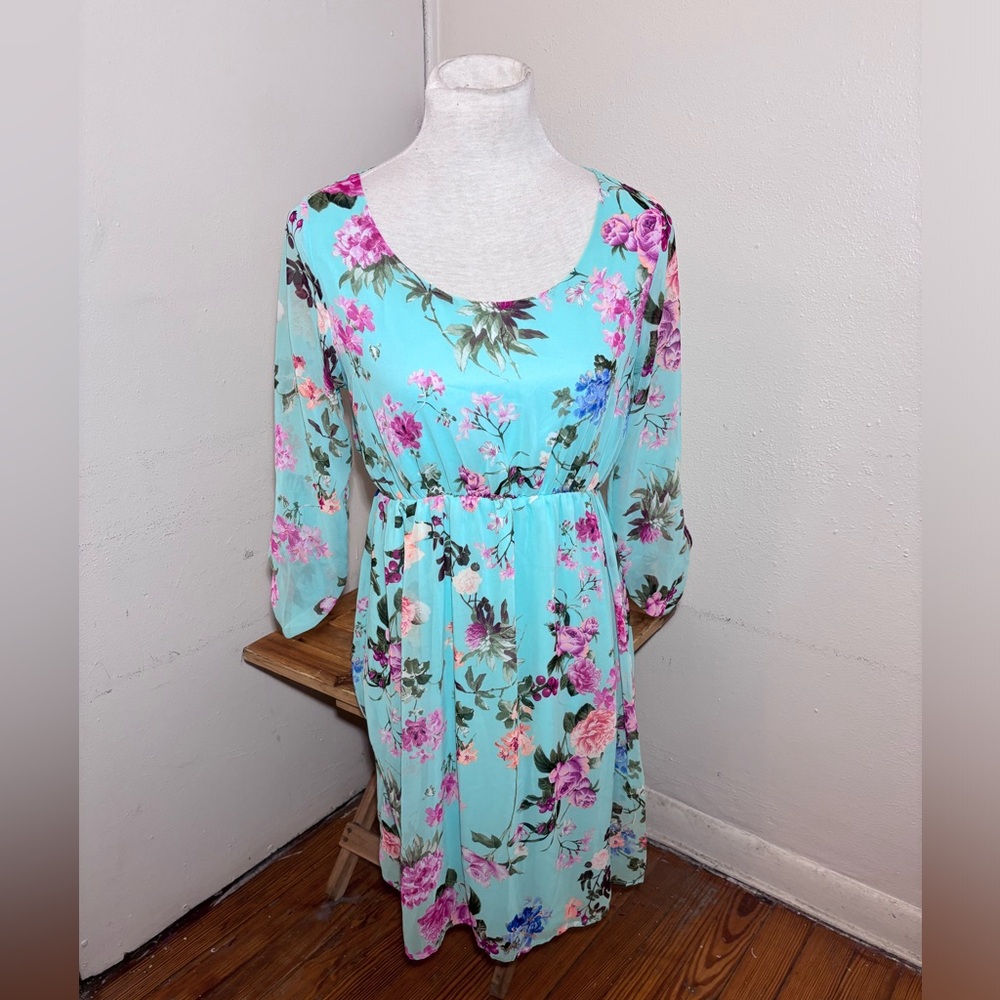 Pinkblush Petit Mint Floral Chiffon Maternity Dress